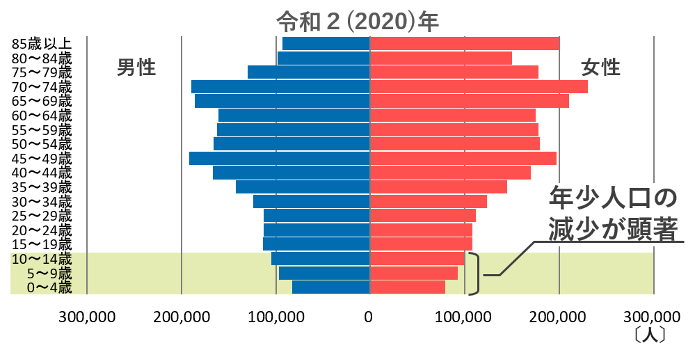 男女・年齢別人口(人口ピラミッド)の推移(北海道)(グラフ)2020.png